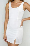 Chic Happens Slit Bodycon Mini Dress - Off White