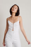 How Many More Off White Front Lace Up Jumpsuit