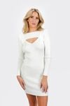 Maika Off White Bust Cut Out Knit Bodycon Dress