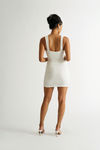 Montero Off White Ribbed Twisted Cutout Bodycon Mini Dress