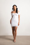 Picnic Date Off White Smocked Bodycon Mini Dress