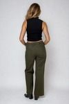 Loose and Free Twill Drawstring Pants - Olive