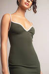 Carry On Olive Multi Contrast Slit Bodycon Mini Dress