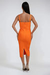 Bold Essence Ribbed Bodycon Midi Dress - Orange