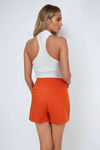 Polished Ease Pleated Shorts - Orange