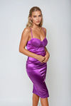 Pretty Please Satin Bustier Midi Dress - Orchid