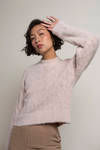 Casandra Pink Mock Neck Fuzzy Sweater