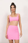 Check It Out Bodycon Crop Top and Mini Skirt Set - Pink