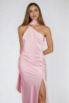 Dressed to Dazzle Drape Scarf Slit Maxi Dress - Pink
