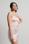 Soft Touch Pink Cross Back Satin Bodycon Dress