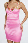 Sweetly Yours Embroidered Satin Mini Dress - Pink