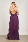 Analise Plunging Floral Maxi Dress - Plum