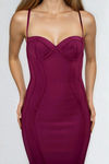 Heart Thief Bustier Bodycon Midi Dress - Plum