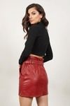 Big Apple Red Belted Faux Leather Mini Skirt