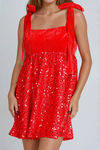 Candy Rush Velvet Sequin Mini Dress - Red