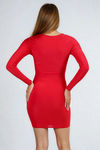 Dangerous Kiss Off Shoulder Long Sleeve Mini Dress - Red