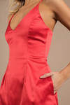 For The Night Red Satin Skater Dress