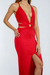 Hot Desire Halter Cutout Maxi Dress - Red