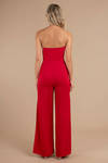 Janine Red  Strapless Jumpsuit