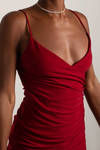 Malia Red Ruched Bodycon Mini Dress