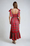 Festive Charm Plaid Bow Midi Dress - Red Multi