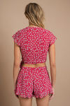 Melanie Red Multi Floral Print Wrap Top