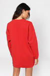 Not Your Average Oversized Plunging Mini Dress - Red