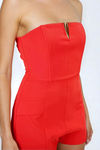 Oops, You Stare Tube Top Romper - Red