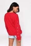 Sophie Red Snap Button Sleeve Sweatshirt