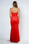 Steal the Spotlight Strapless Slit Maxi Dress - Red