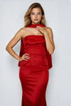 Subtle Slay Strapless Satin Maxi Dress - Red