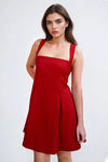 Sweet Embrace Square Neck A-line Mini Dress - Red