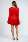 Sweet Haven Long Sleeve Bubble Hem Mini Dress - Red