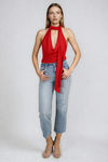 The Showstopper Cowl Halter Bodysuit - Red