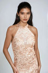 Luxe Majesty Embroidered Sequin Maxi Dress - Rose Gold