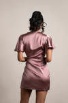 Jazmine Rose Butterfly Sleeves Satin Wrap Dress