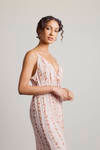 Paint the Walls Rose Floral Striped Keyhole Maxi Dress