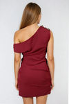 Pure Comfort One Shoulder Gold Button Mini Dress - Rosewood
