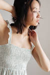 Marisa Sage Floral Smocked Slit Midi Dress