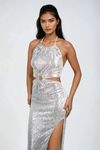 Bring the Heat Cutout Sequin Maxi Dress - Silver