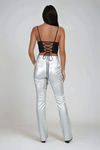 Cosmic Charm Metallic Flare Pants - Silver