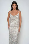 Tempt Me Cowl Sequin Midi Dress - Silver Multi