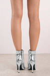 On The Town Silver Metallic Booties