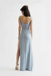 All Over Me Corset High Slit Maxi Dress - Sky Blue