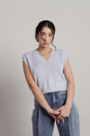 Need To Chill Sky Blue V-Neck Crop Sweater Vest