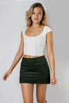 Stop Right Here Corduroy A-line Mini Skirt - Smoky Green