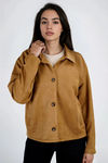Chic Calling Button Front Suede Jacket - Tan