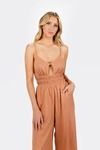 Micca Tangerine Open Front Soft Cami Jumpsuit with Pockets