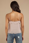 Aster Taupe Chiffon Ruffle Cami