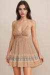 Camryn Taupe Tiered Babydoll Mini Dress